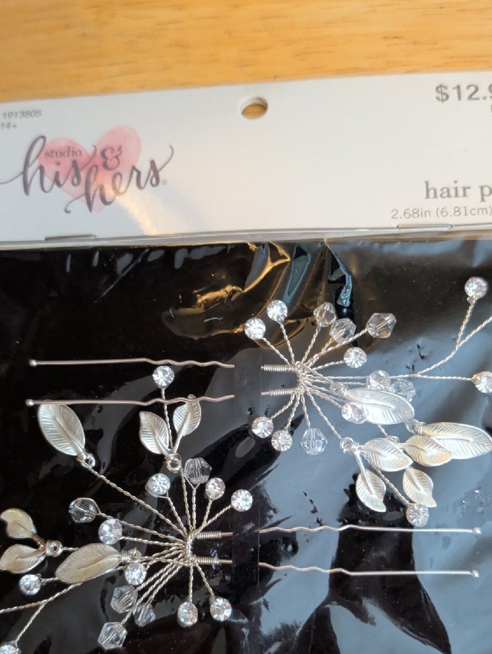 Studio His & Hers Silver Crystal Leaf Hair Pins - Set of 2